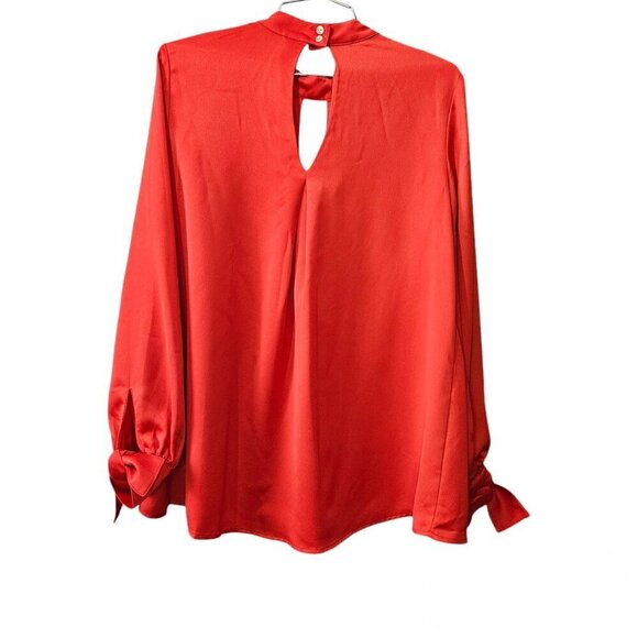 Crosby By Mollie Burch Keyhole Collar Long Sleeve Red Top - Picture 5 of 7